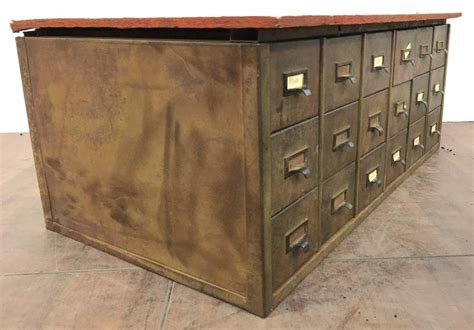 Metal Library Card Catalog Cabinet 